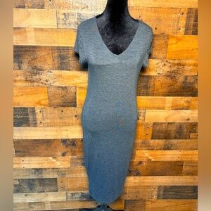 Lime Blue Women's Gray Tee Maxi Dress Short Sleeve Size Medium AB 680